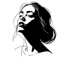 Black and White Illustration of Woman's Face