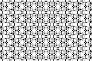 Black and white seamless geometric pattern vector background texture