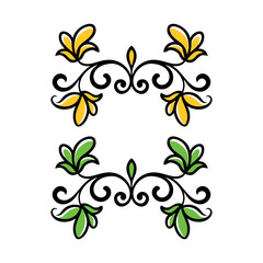 Abstract floral design element with decorative pattern and leaves