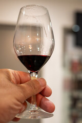 Tasting of Collioure AOC and Banyuls AOC white, rose and red wines, natural sweet grand cru Banyuls fortified dessert wine from old vines from slopes of Catalan Pyrenees in Roussillon, France