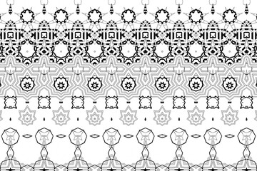 Seamless black vector illustration of people pattern for textile fabric wallpaper design and decoration