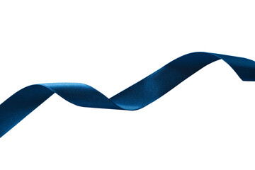 Wavy Dark Blue Satin Ribbon on Black