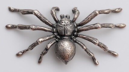 Silver spider brooch detail