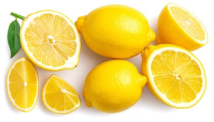 Fresh lemons arranged on white background (1)