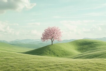 Soft rolling hills with light green grass