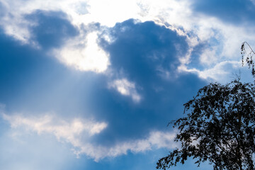 Clouds and blue sky with sun rays