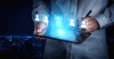 AI is selected to replace human employees, illustrating automation and workforce transformation...