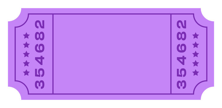 Purple ticket with serial number for events, raffles, and special admissions