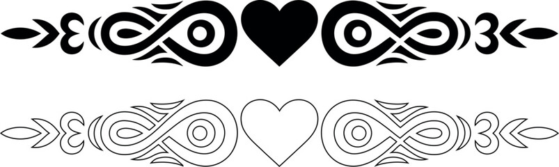 Elegant Valentines Day dividers with decorative flourishes and heart shapes