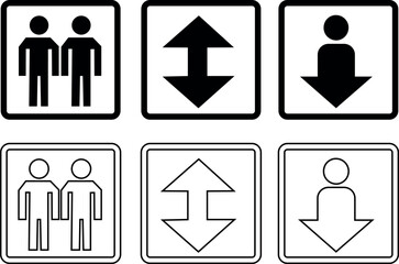 Simple Icons Presenting People and Movement in Upward and Downward Directions