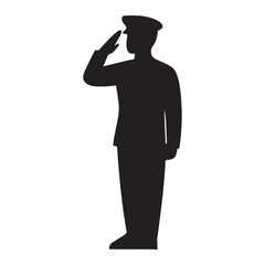 Soldier Salute Silhouette Vector - Military Tribute Design - Veteran Honor Graphic