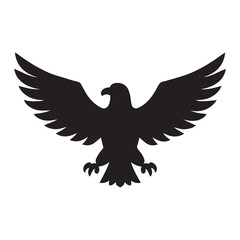 Obraz premium Black Eagle Silhouette Vector , Flying Bird Logo , Powerful Wildlife Symbol