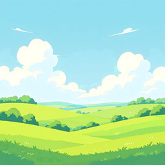 Obraz premium landscape with green grass and blue sky