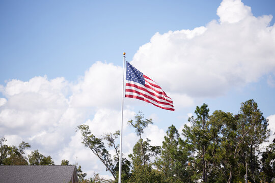 American flag flying on a summers day!
