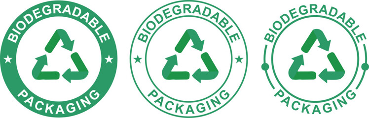 Biodegradable Packaging Label Logo | Eco Friendly Recyclable Product Icon