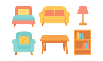 Simple flat style furniture collection for modern interior design