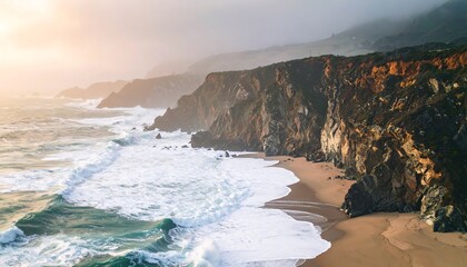 Dramatic coastal scenery at sunset