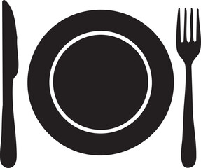 dinner plate silhouette vector