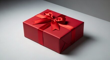 Obraz premium A Red Gift Box with a Matching Ribbon Bow Festive Presentation for Special Occasions