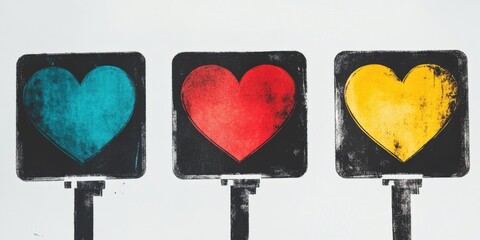 Colorful Heart Signs That Vividly Illustrate Love and Deep Emotional Connections Between People