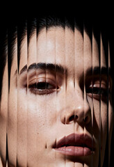 Distorted Portrait of a Woman Behind Acrylic Glass – Editorial Lighting
