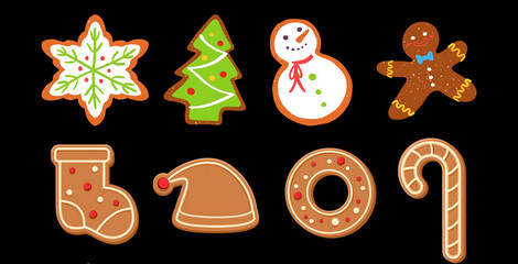 Holiday Gingerbread Cookies A Festive Collection of Christmas Treats on Black