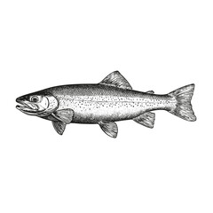 Vintage Scientific Illustration of a Trout – Hand-Drawn Etching
