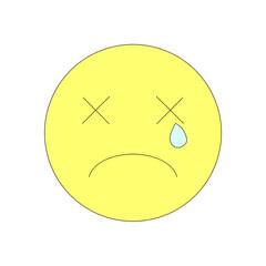 涙を流す黄色い丸のシンプルイラスト