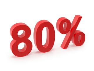 Red 3D 80 Percentage Sign