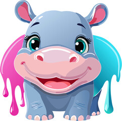 lovely hippopotamus moodang cartoon 