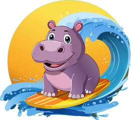 lovely hippopotamus moodang cartoon 