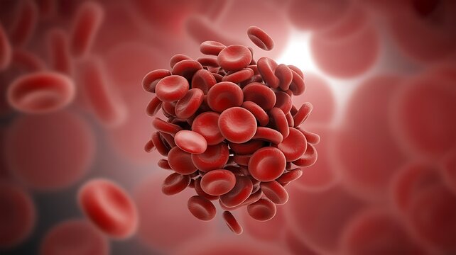 Close-up of Red Blood Cells Clumped Together