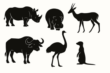 Obraz premium Elegant Silhouettes of African Wildlife in Flat Minimalist Style