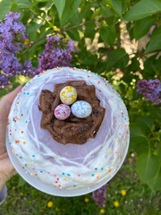 Easter cake photo. Happy Easter! Religion, tradition. Spring. Nature. Holiday. Family celebration. Homemade baking. Easter baking. Greeting card.