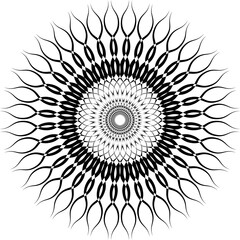 Mandala coloring page design, black and white.