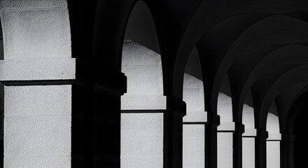 Architectural Rhythm of Light and Dark Pillars.