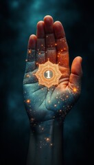 Number one symbol in glowing mandala symbolising Vedic numerology and spiritual concepts