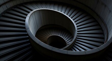 Dark Spiral Staircase Descending into Shadow.
