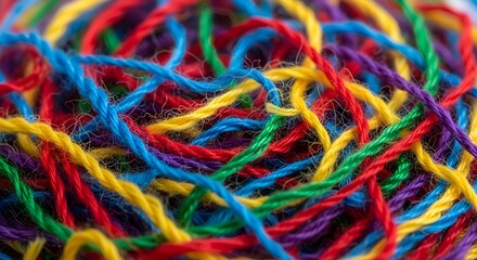 A Tangled Ball of Colorful Woolen Yarn.