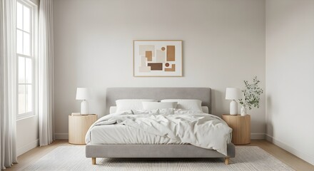 Fototapeta premium Serene and Modern Bedroom Interior Design.