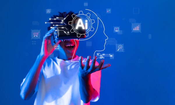 A young user fully engaged with virtual reality, exploring the dynamic intersection of artificial intelligence and technology, representing future innovation. XDMCP