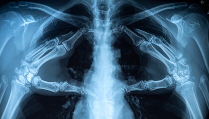 X-ray image of animal's upper body