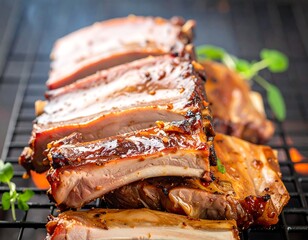 Grilled ribs on a barbecue
