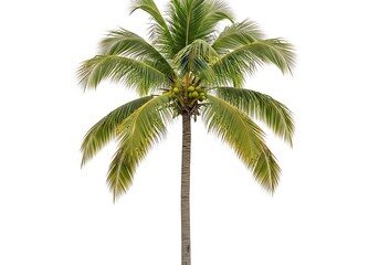 Tall green palm tree swaying gently tropical island paradise scenery