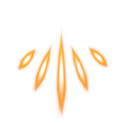 Orange radiating light form on transparent background
