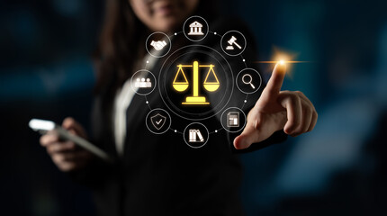 Justice system ensures legal governance and fairness. Justice system protects rights, system...