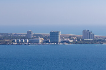 Fototapeta premium Troia peninsula hotels and marina overlooking the atlantic ocean in portugal