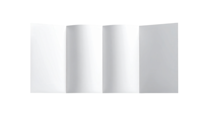 Clean white brochure displayed open with multiple panels, revealing blank pages that can be used for print, design, and advertisement.