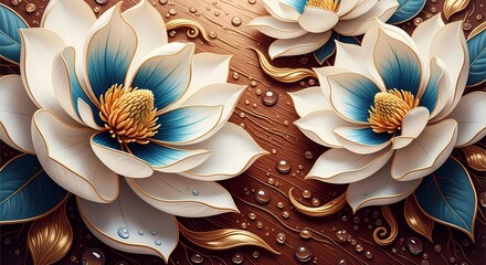 Elegant floral wallpaper with vintage botanical illustration, soft petals artwork on textured background