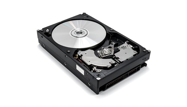 Hard drive, internal components visible